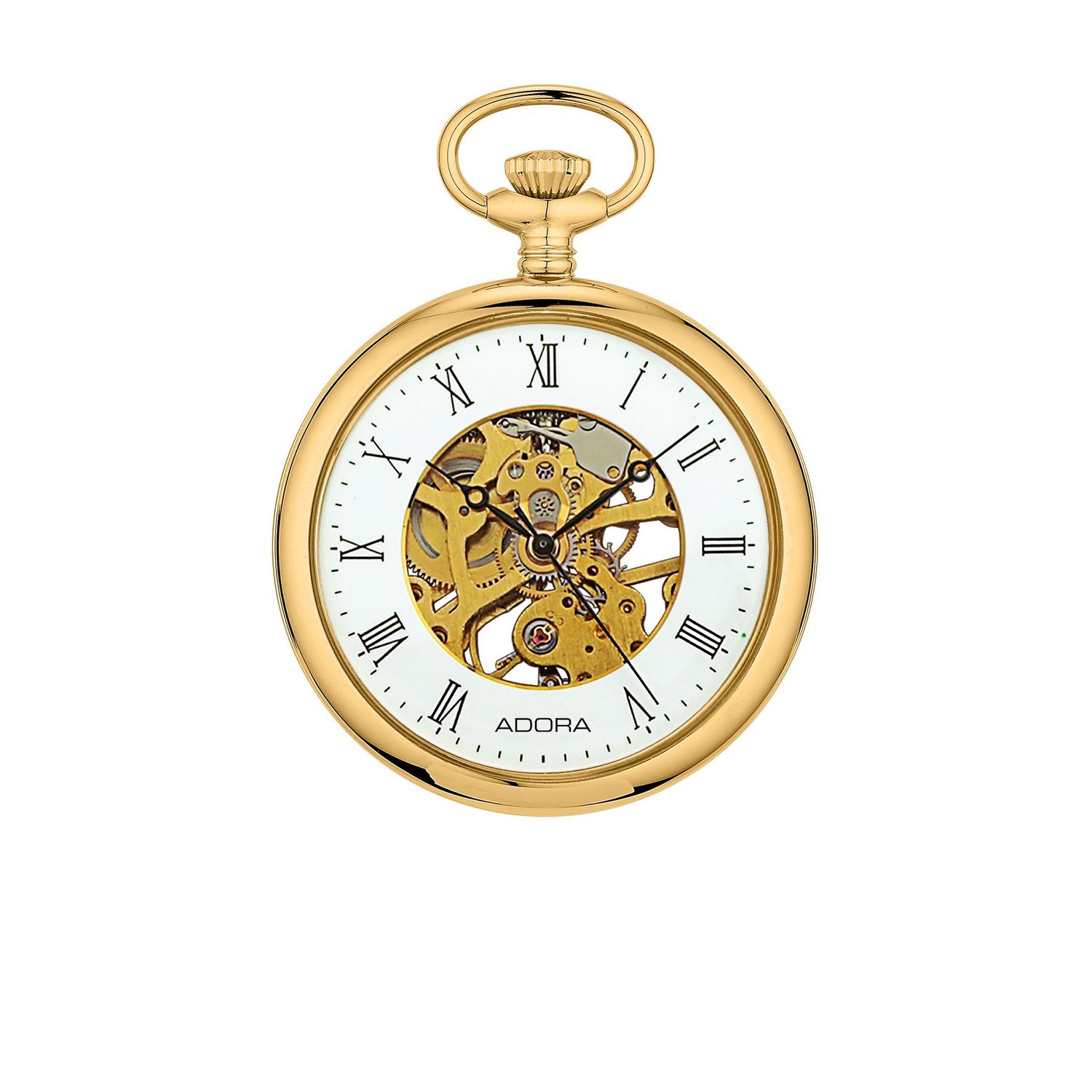 Taschenuhr Adora mechanisch Handaufzug TU9118 Edelstahl vergoldet