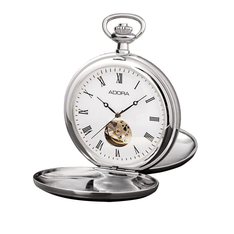 Taschenuhr Adora mechanisch Handaufzug TU9106 Edelstahl Skelett