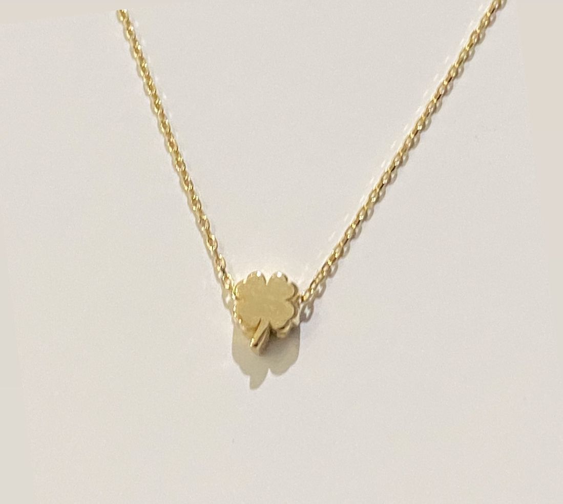 Goldkette mini Kleeblatt Glücksbringer Echt-Gold 585 14 karat