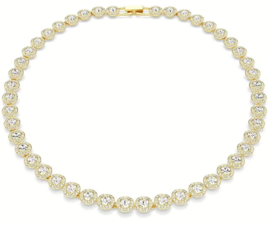Swarovski Una Angelic Tennis Halskette, Rundschliff, Weiß, Goldlegierungsschicht 5720505
