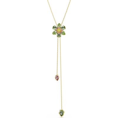 Swarovski Idyllia Y-Anhänger, Verschiedene Schliffe, Blume, Mehrfarbig, Goldlegierungsschicht