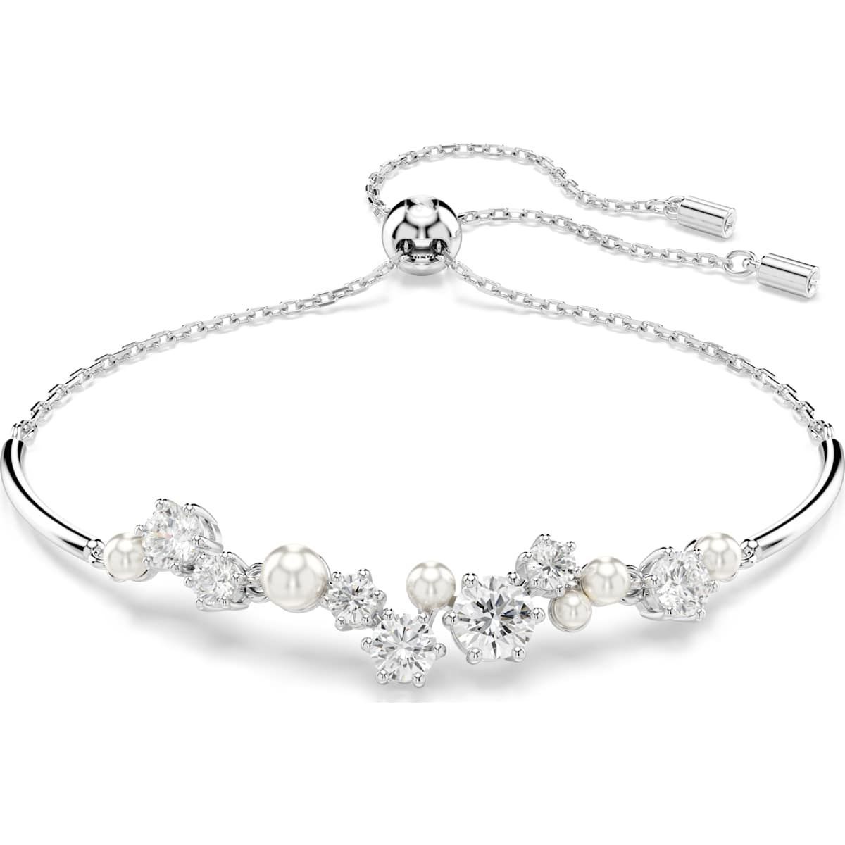 Swarovski Constella Armreif, Kristallperle, Rundschliffe, Weiß, Rhodiniert 5705618