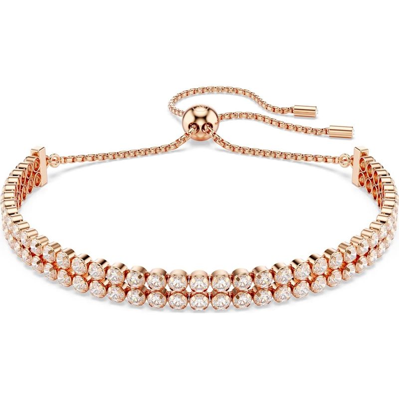 Swarovski 5677823 Matrix Tennis Armband, Rundschliff, Weiß, Roségold-Legierungsschicht