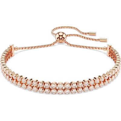 Swarovski 5677823 Matrix Tennis Armband, Rundschliff, Weiß, Roségold-Legierungsschicht
