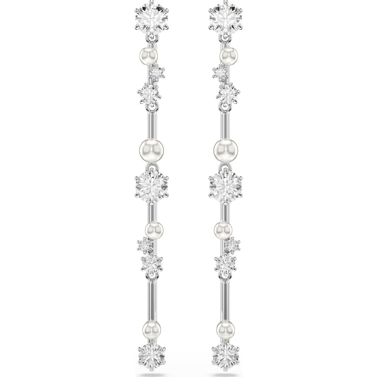 Swarovski Constella Drop-Ohrhänger, Kristallperle, Rundschliffe, Weiß, Rhodiniert 5705614