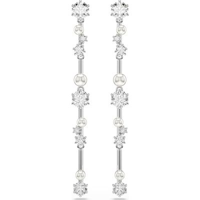 Swarovski Constella Drop-Ohrhänger, Kristallperle, Rundschliffe, Weiß, Rhodiniert 5705614