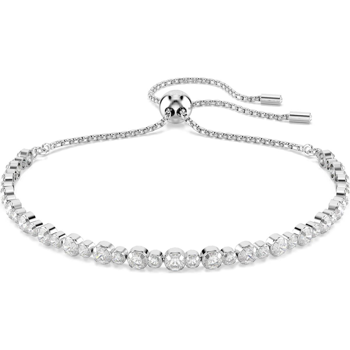 Swarovski 5677813 Matrix Tennis Armband, Gemischte Rundschliffe, Weiß, Rhodiniert
