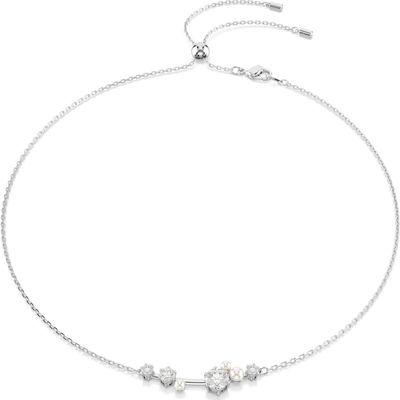 Swarovski Halskette 5705626 Constella Halskette, Kristallperle, Rundschliffe, Weiß, Rhodiniert