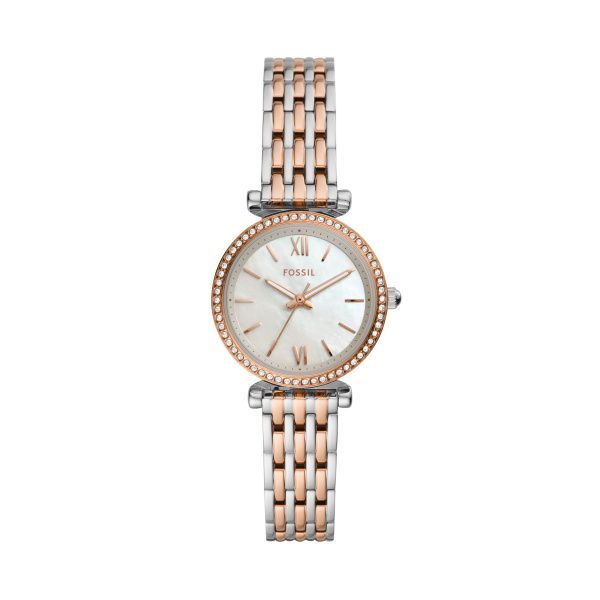 Fossil Damenuhr Carlie Mini Edelstahl Zweifarbig