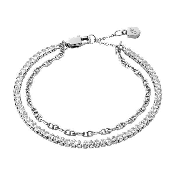 Fossil Gliederarmband Heritage D-Link Glitz Metall silberfarben