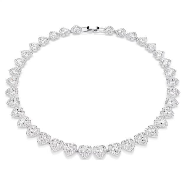 Swarovski Ariana Grande x Swarovski Tennis Halskette Verschiedene Schliffe, Herz, Weiß, Rhodiniert