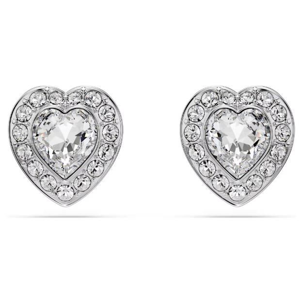 Swarovski Ariana Grande x Swarovski Ohrstecker Verschiedene Schliffe, Herz, Weiß, Rhodiniert