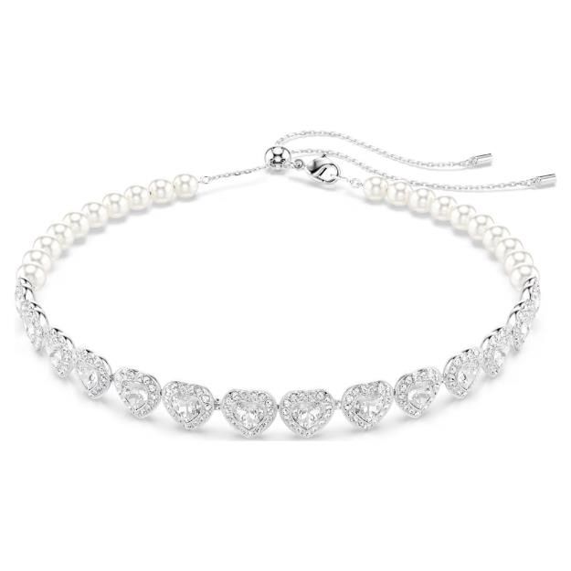 Swarovski Ariana Grande x Swarovski Tennis Choker Verschiedene Schliffe, Herz, Weiß, Rhodiniert