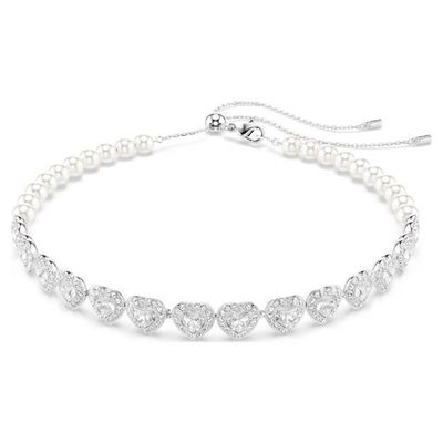 Swarovski Ariana Grande x Swarovski Tennis Choker Verschiedene Schliffe, Herz, Weiß, Rhodiniert Swarovski Ariana Grande x Swarovski Tennis Choker Verschiedene Schliffe, Herz, Weiß, Rhodiniert