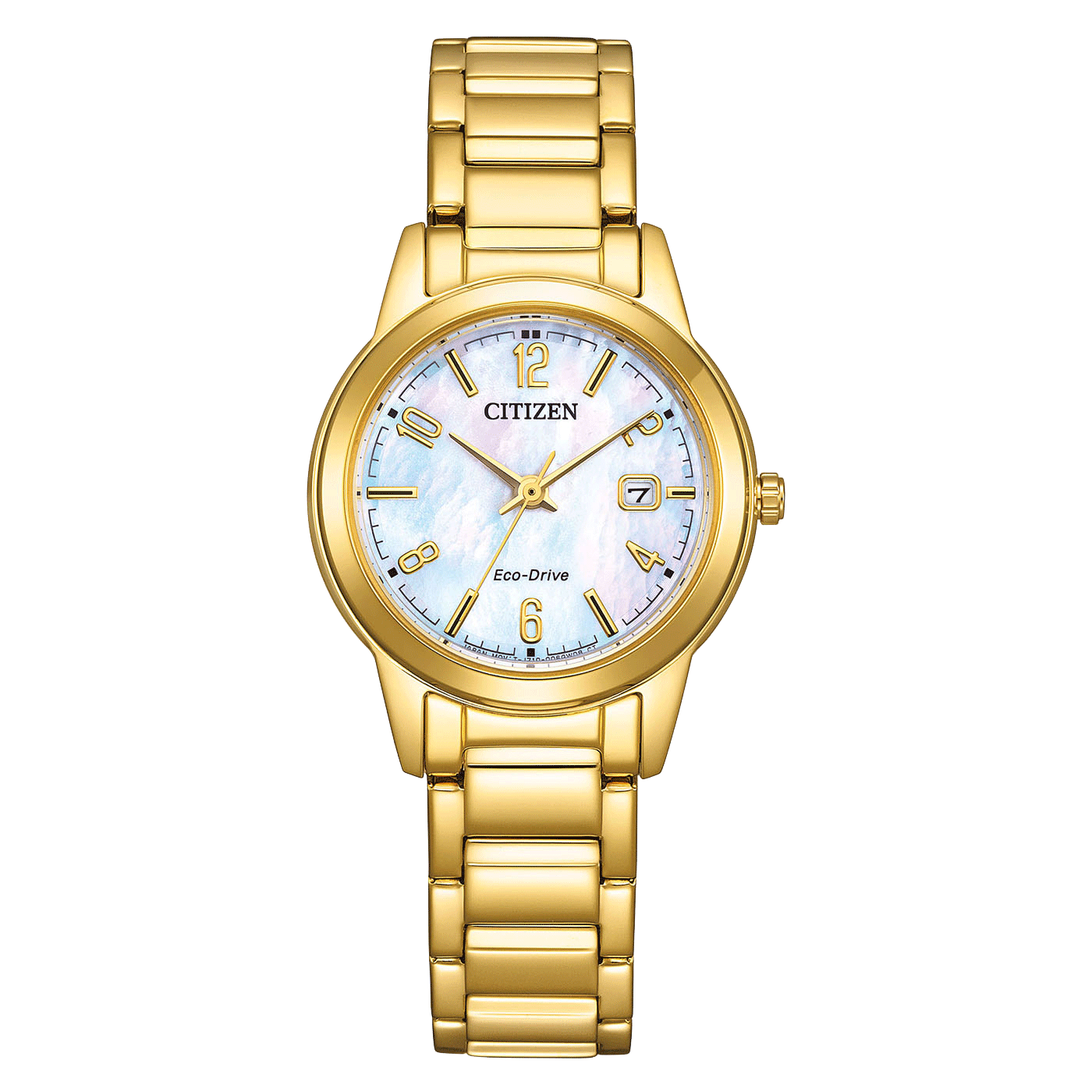 Citizen goldene Damenuhr Elegant  mit Zahlen FE1242-78D Elegance Solaruhr