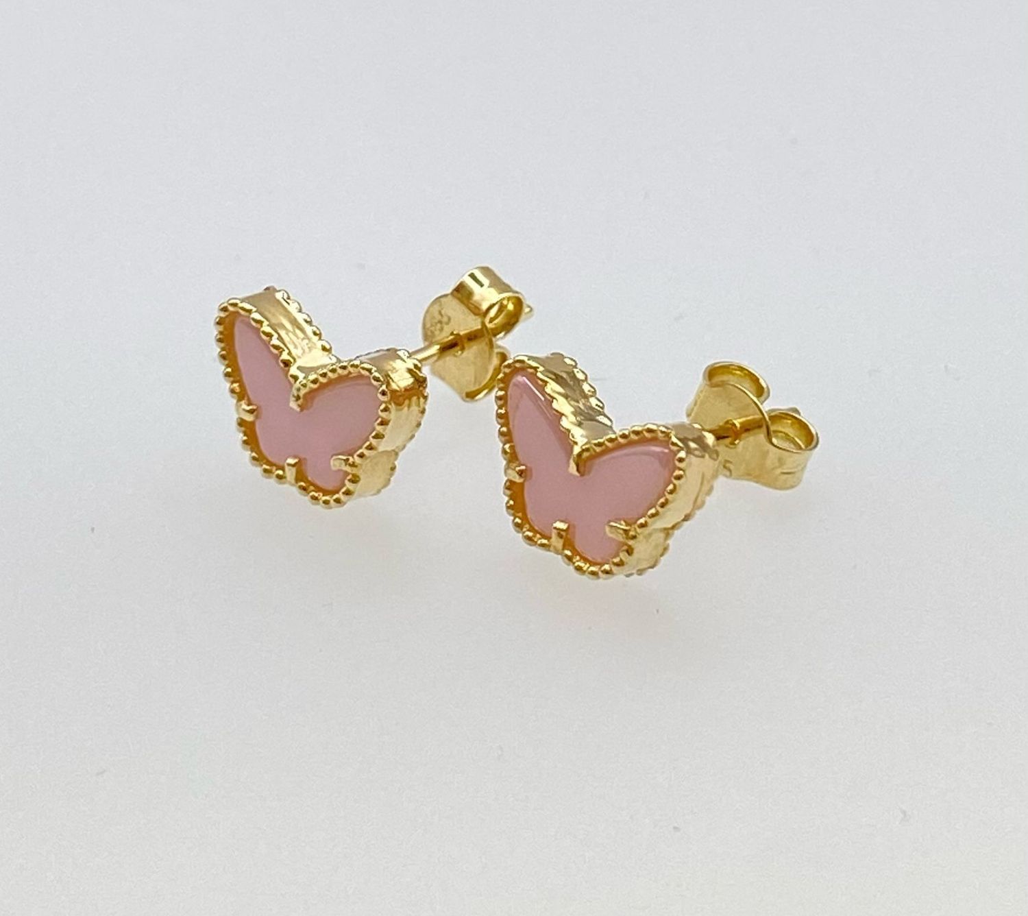 Ohrstecker Schmetterling 585 Gold 14 Karat Rosa