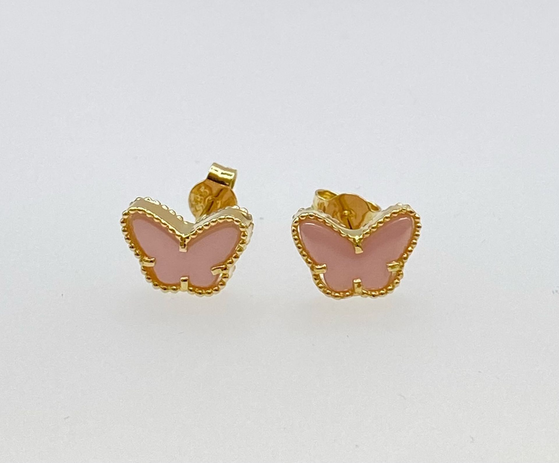Ohrstecker Schmetterling 585 Gold 14 Karat Rosa
