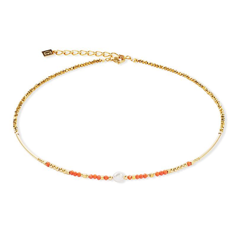 Coeur De Lion Halskette Sunset Pearl gold-koralle
