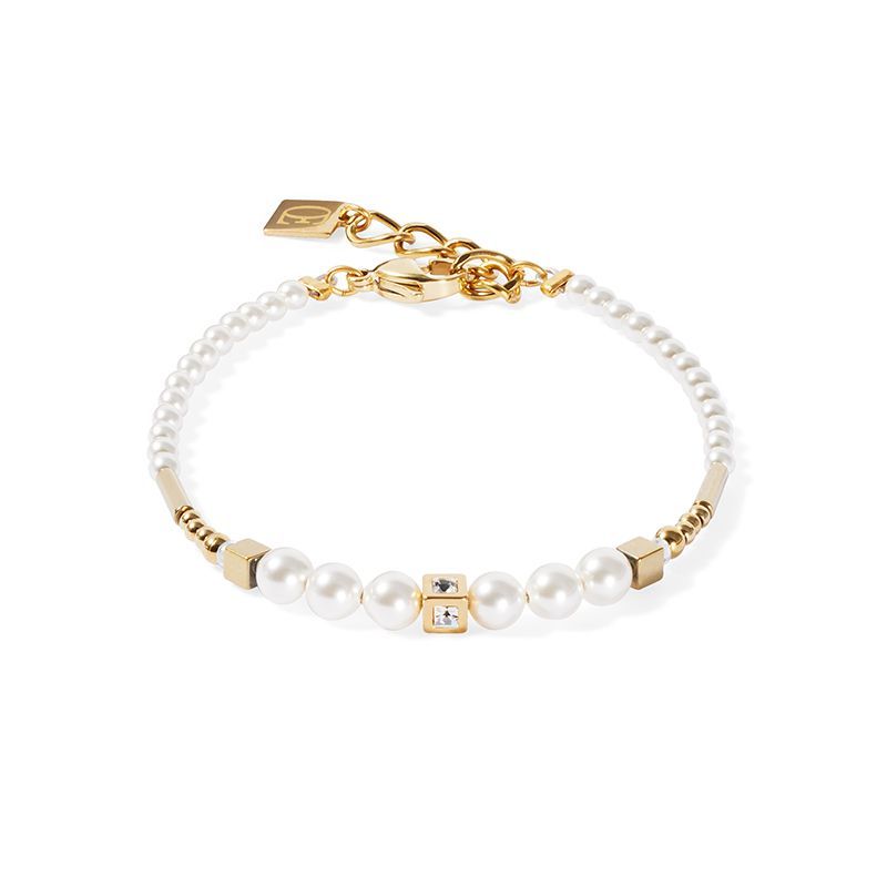 Coeur De Lion Armband Shimmering Princess Pearls gold-weiß
