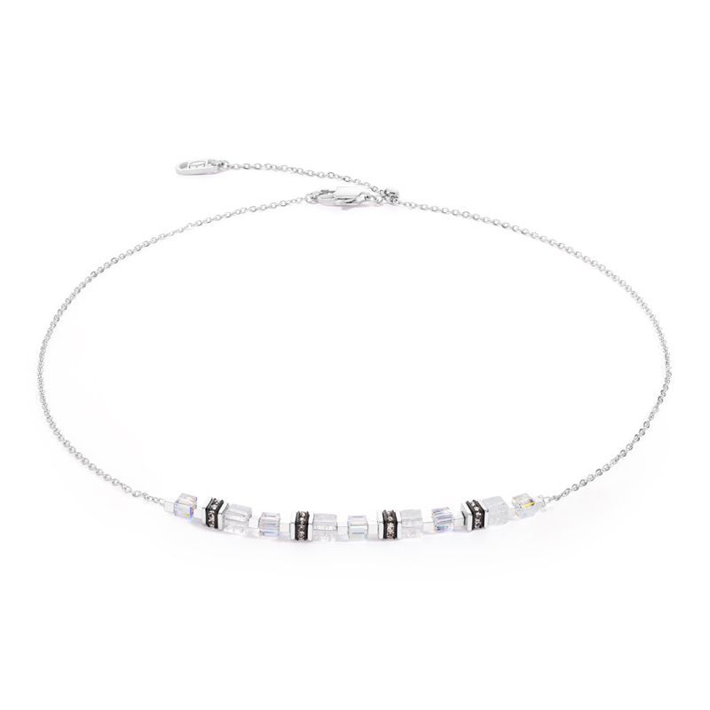 Coeur De Lion Halskette Mini Cubes & Chain Silber-Weiß Coeur De Lion Halskette Mini Cubes & Chain Silber-Weiß