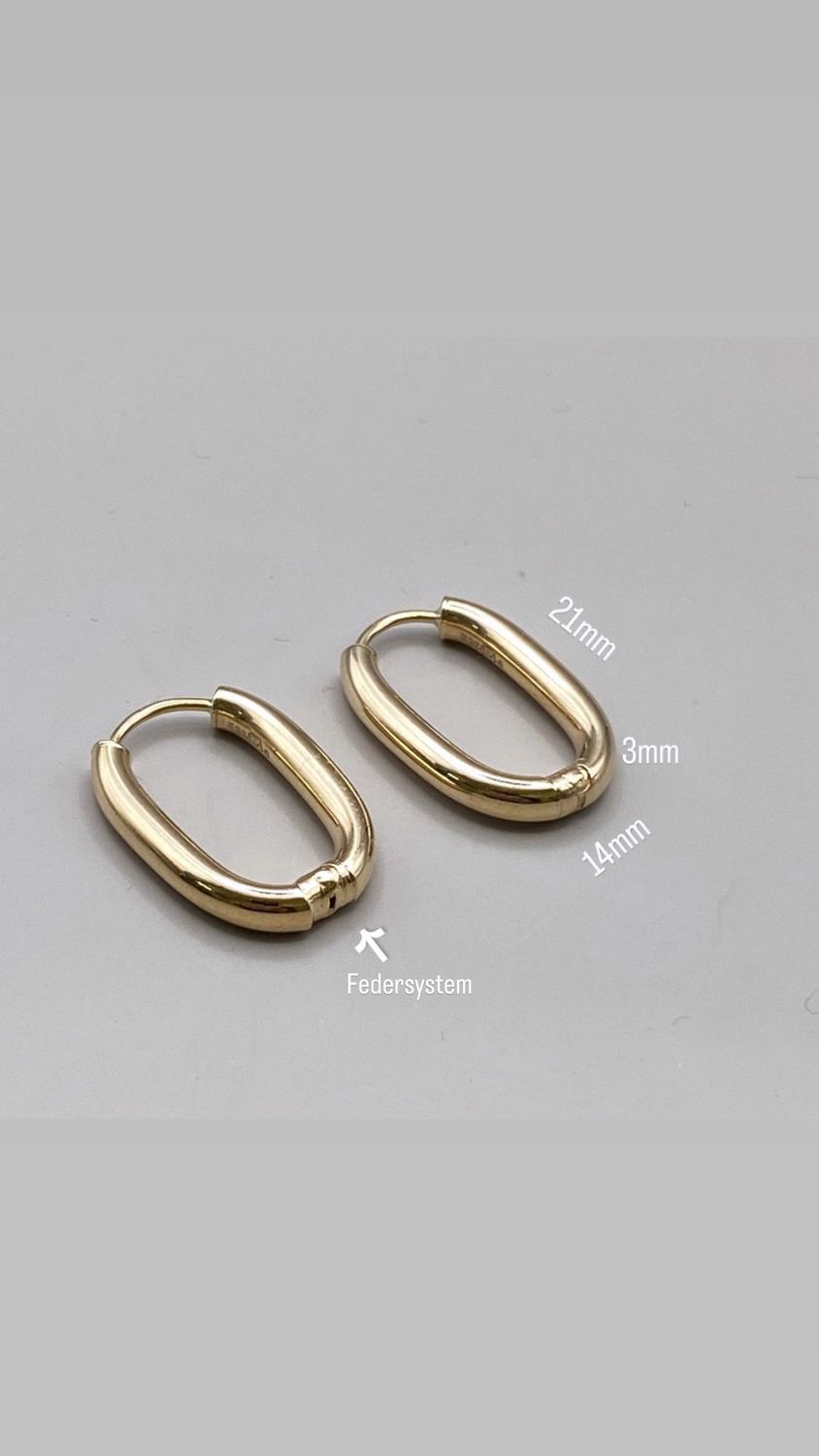 Creole Ohrschmuck  Modern Women Rechteckig 585 Gold 14 karat Echtschmuck