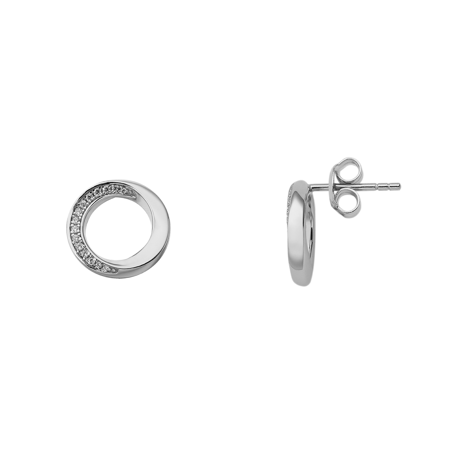 Xenox Ohrstecker Rund Silber Zirkonia