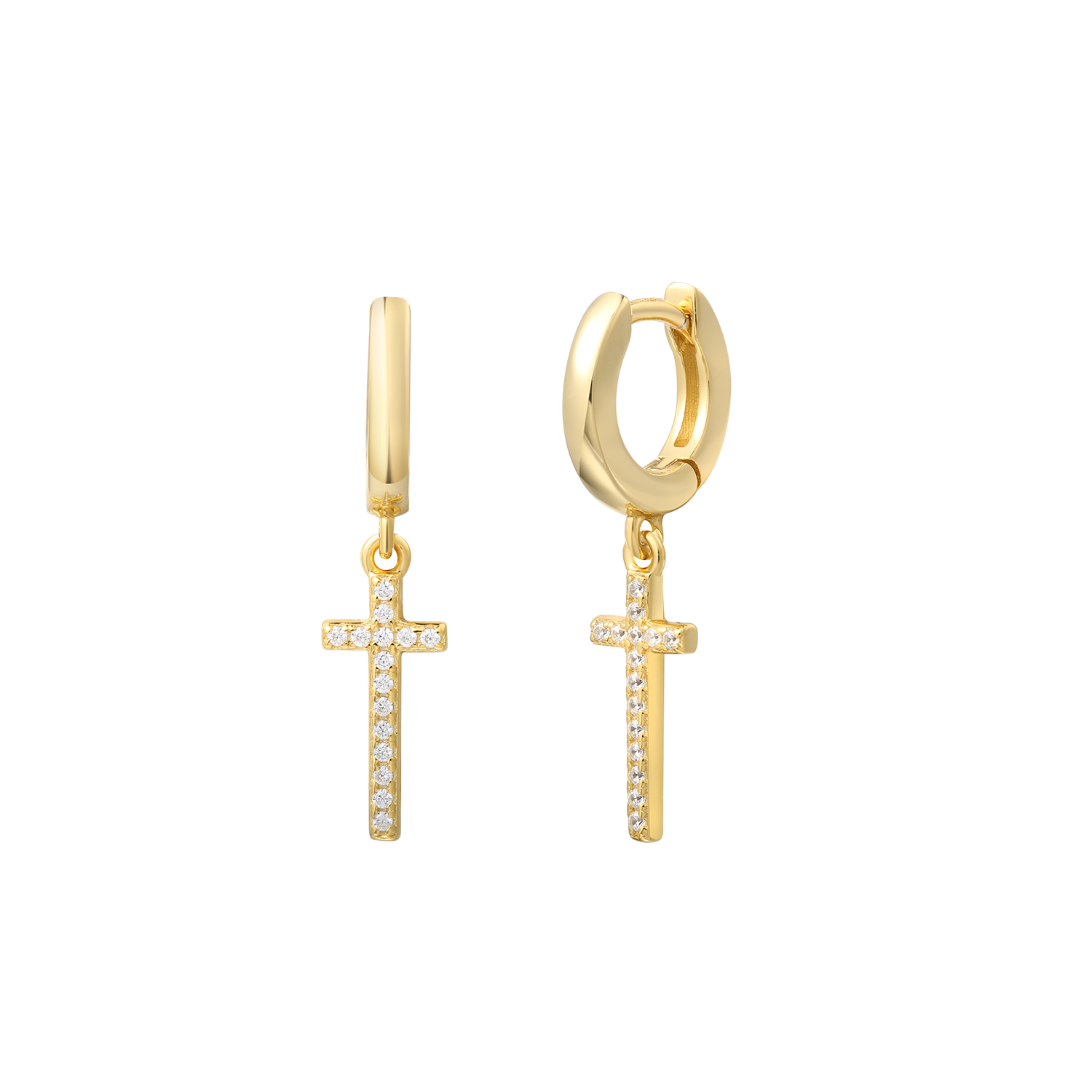 Xenox MODERN BASICS Creolen Kreuz Zirkonia Gold