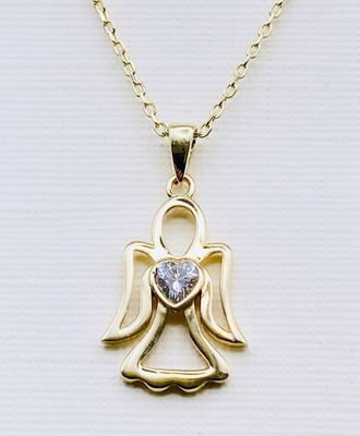 Engel Goldkette Engelanhänger in Gold mit Kette Zirkonia 42cm bis 45cm verstellbar 14karat / 585 Gold TON5601A75730 Engel Goldkette Engelanhänger in Gold mit Kette Zirkonia 42cm bis 45cm verstellbar 14karat / 585 Gold TON5601A75730