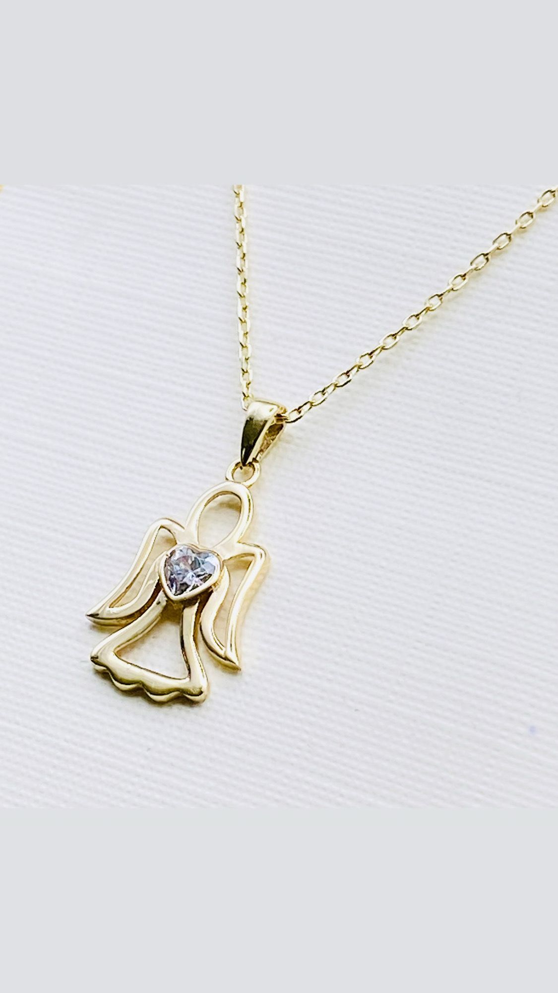 Engel Goldkette  Engelanhänger in Gold mit Kette  Zirkonia  42cm bis 45cm verstellbar 14karat / 585 Gold TON5601A75730