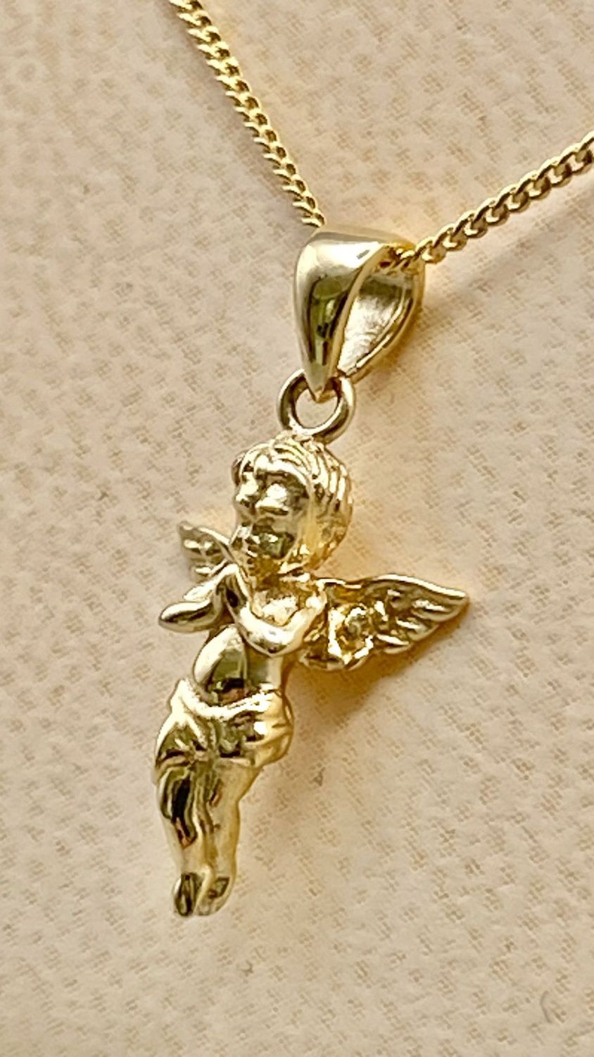 Engel Goldkette  Engelanhänger in Gold mit Kette 42 cm  für Kinder 14karat / 585 Gold TON5603A25730
