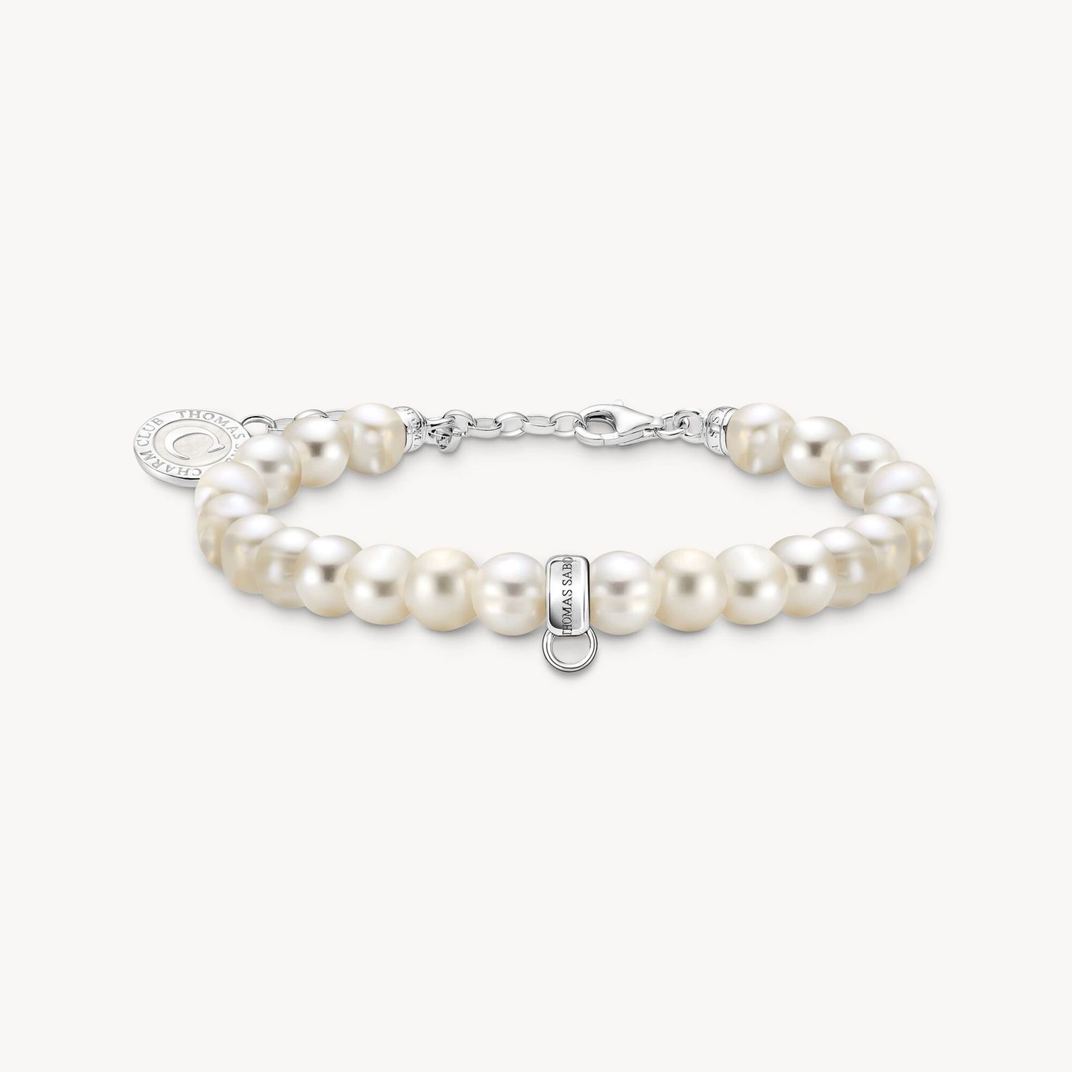 Thomas Sabo Charm-Armband mit weißen, ovalen Perlen Silber