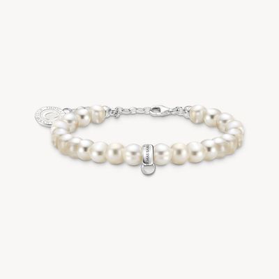 Thomas Sabo Charm-Armband mit weißen, ovalen Perlen Silber Thomas Sabo Charm-Armband mit weißen, ovalen Perlen Silber