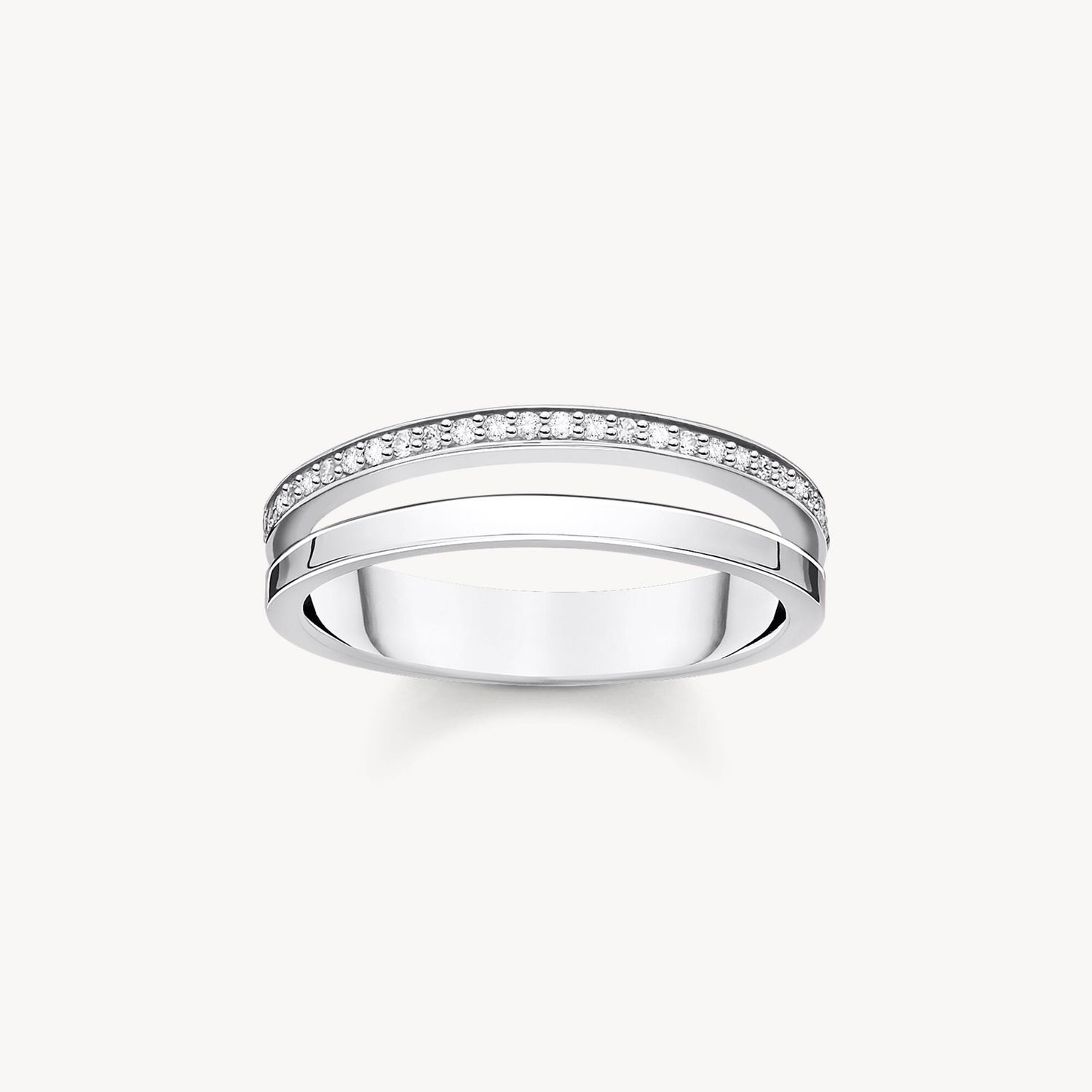 Thomas Sabo Ring doppelreihig weiße Steine silber