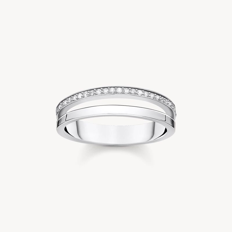 Thomas Sabo Ring doppelreihig weiße Steine silber Thomas Sabo Ring doppelreihig weiße Steine silber