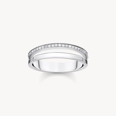 Thomas Sabo Ring doppelreihig weiße Steine silber Thomas Sabo Ring doppelreihig weiße Steine silber