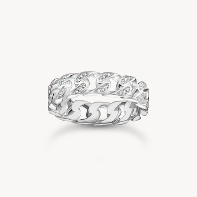 Thomas Sabo Ring (56) Kettenglieder weiße Steine schmal Silber Thomas Sabo Ring (56) Kettenglieder weiße Steine schmal Silber