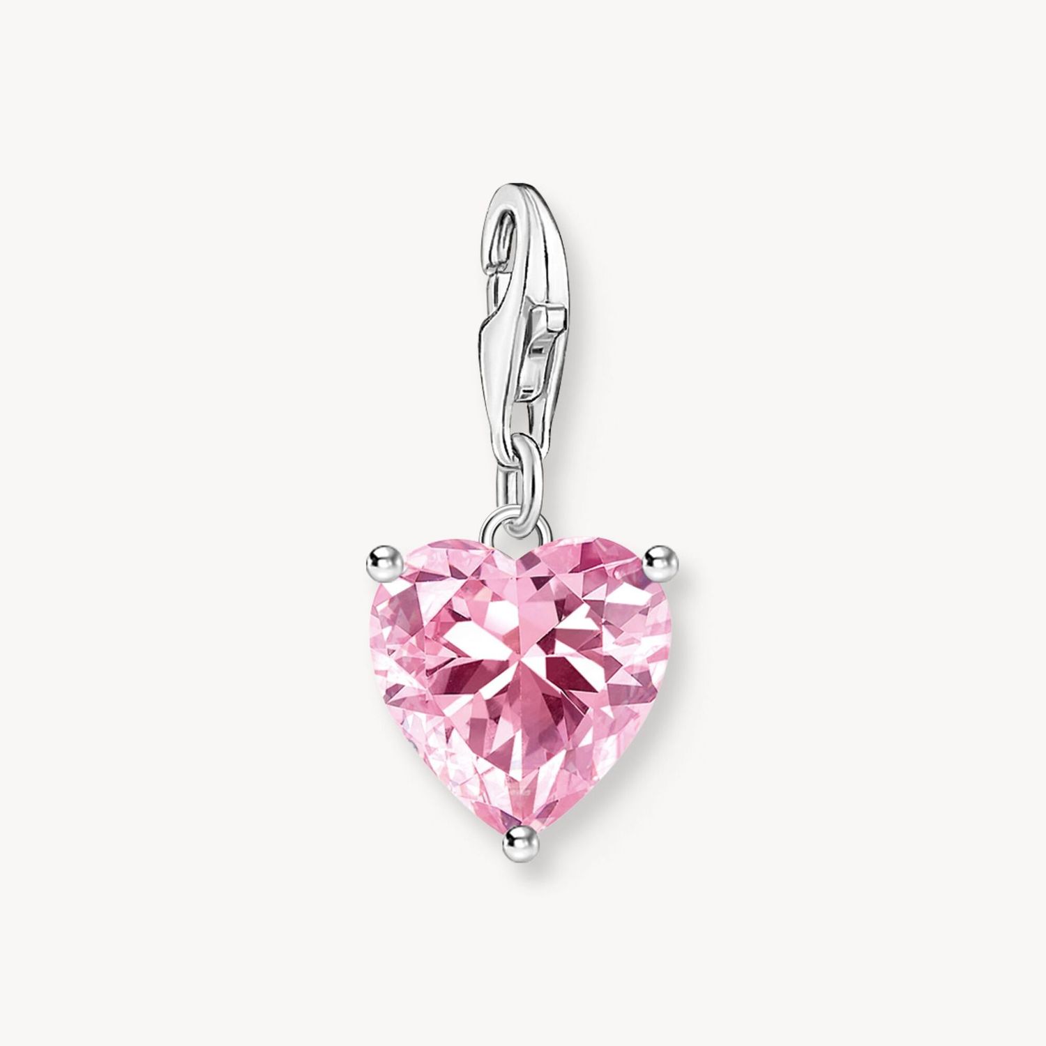 Thomas Sabo Charm-Anhänger Herz mit pinkfarbenem Stein Silber