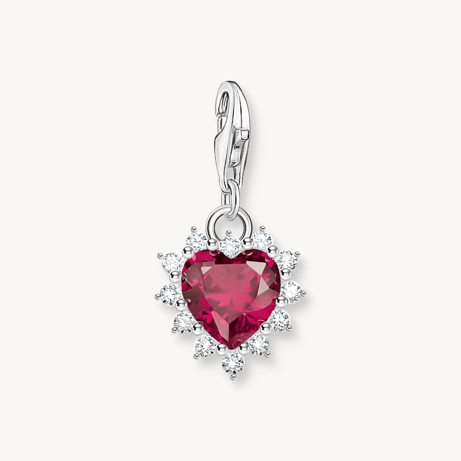 Thomas Sabo Charm-Anhänger Herz mit rotem Stein Silber