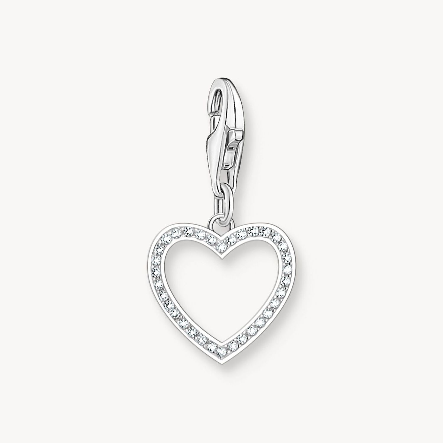 Thomas Sabo Charm-Anhänger Herz mit weißen Steinen Silber