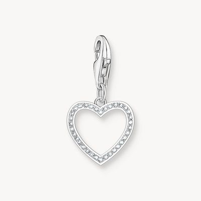 Thomas Sabo Charm-Anhänger Herz mit weißen Steinen Silber Thomas Sabo Charm-Anhänger Herz mit weißen Steinen Silber
