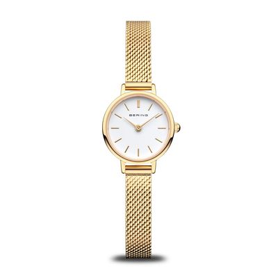 Bering goldene kleine elegante Damenuhr 11022-334 mit einem feinem Metallband Bering goldene kleine elegante Damenuhr 11022-334 mit einem feinem Metallband