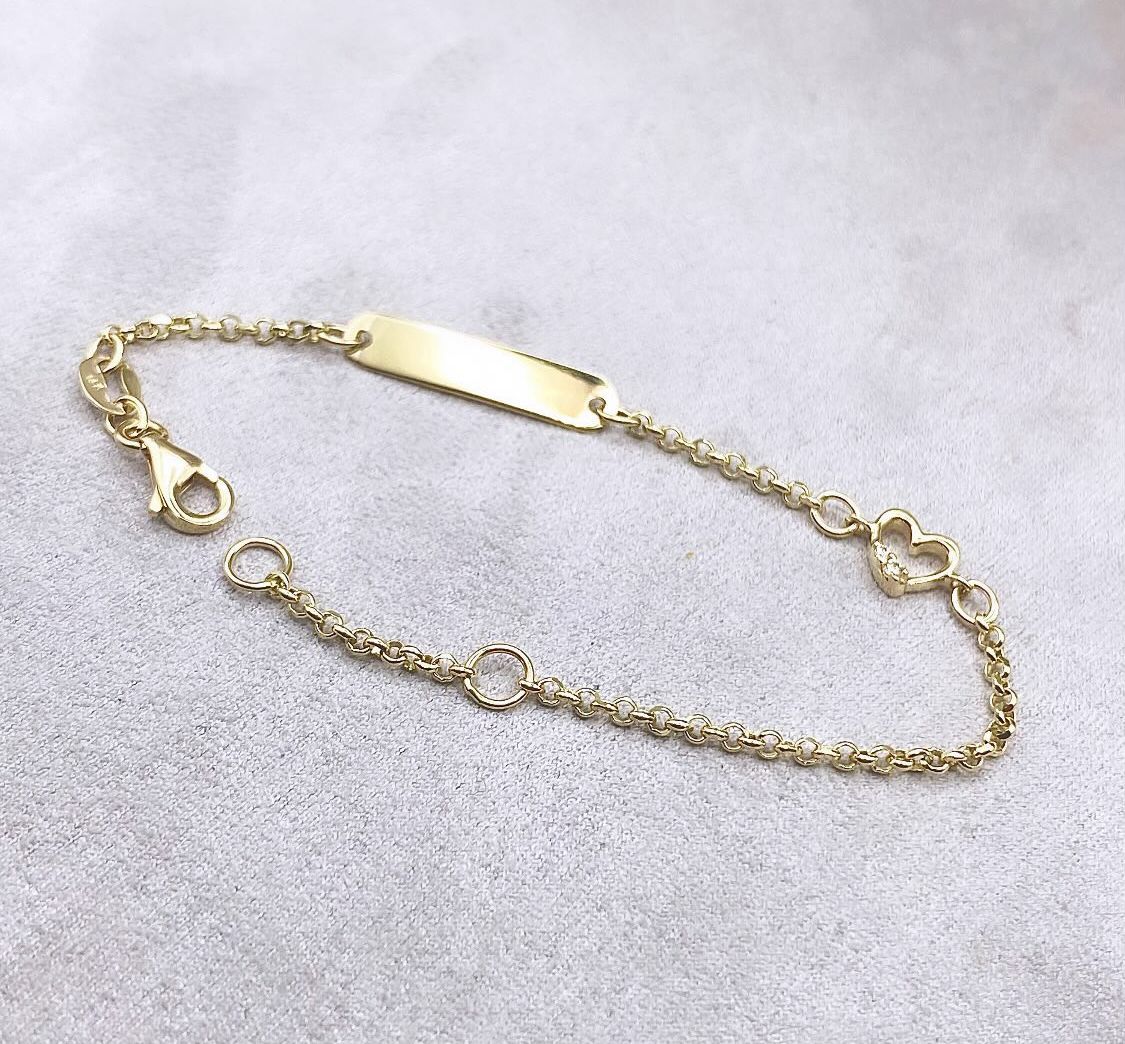 Identband Echtgold Namenskette Armkette gravierbar verstellbar Neugeborene Taufgeschenk Babykette Damenkette