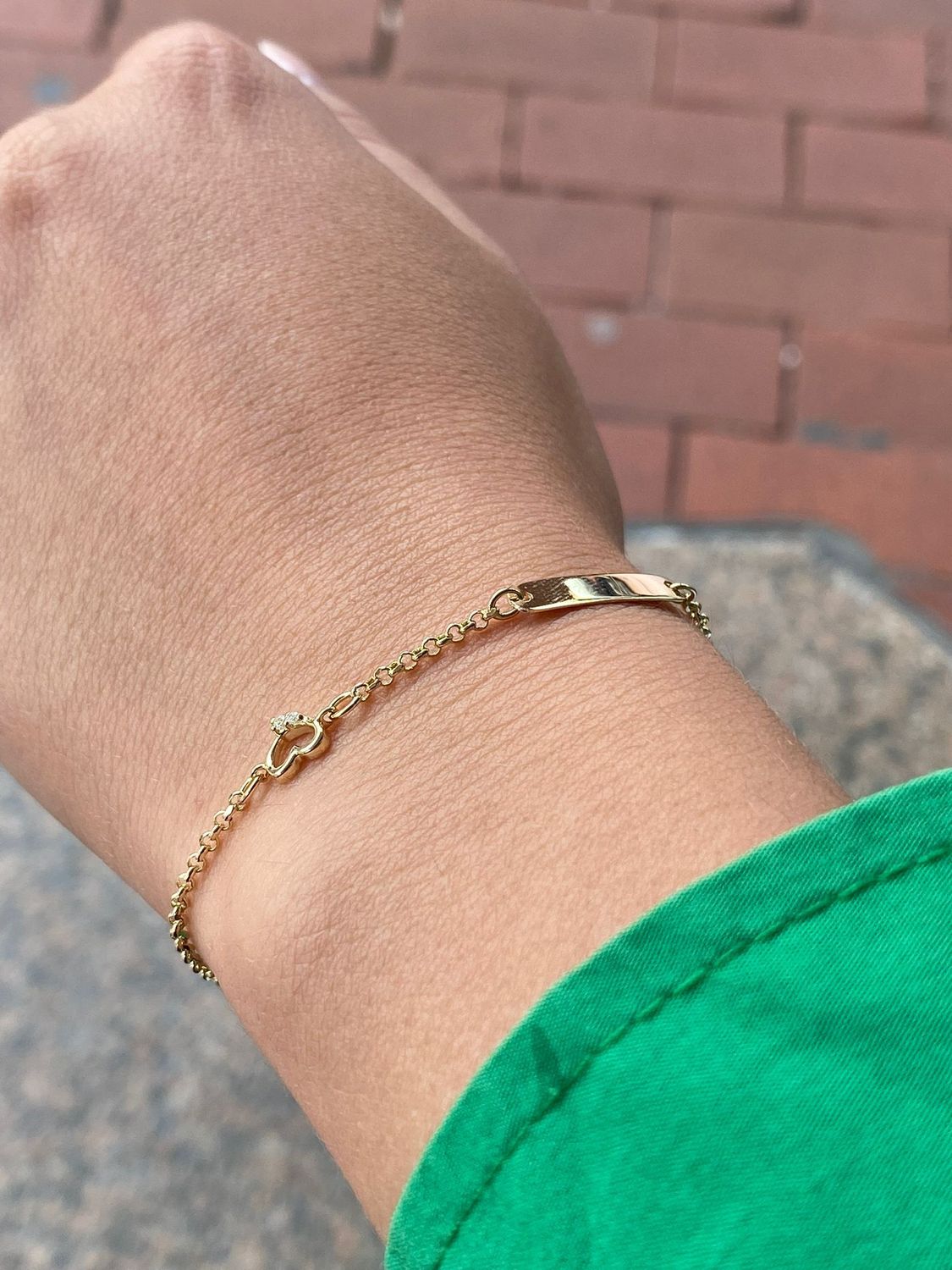 Identband Echtgold Namenskette Armkette gravierbar verstellbar Neugeborene Taufgeschenk Babykette Damenkette