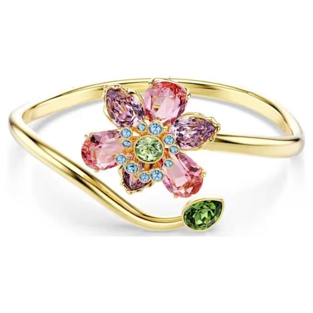 Swarovski Idyllia Armreif Verschiedene Schliffe, Blume, Mehrfarbig, Goldlegierungsschicht
