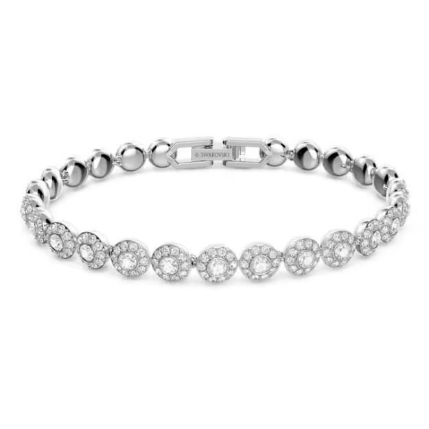 Swarovski Angelic Tennis Armband Rundschliff, Klein, Weiß, Rhodiniert