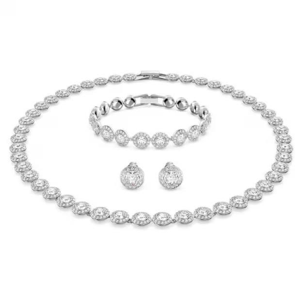 Swarovski Angelic SET Rundschliff, Weiß, Rhodiniert