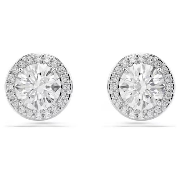 Swarovski Constella Ohrstecker Rundschliff, Pavé, Weiß, Rhodiniert