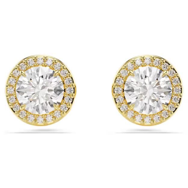 Swarovski Una Angelic Ohrstecker Rundschliff, Goldfarben, 18k Goldbeschichtung
