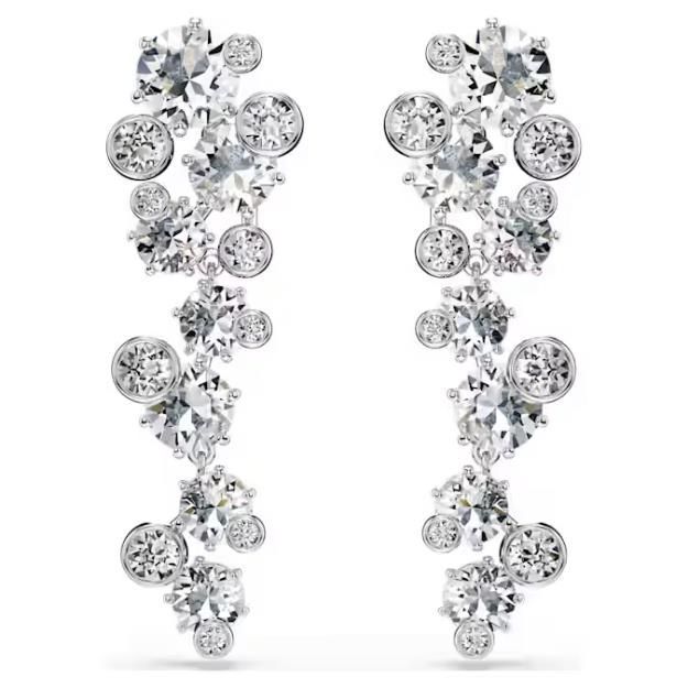 Swarovski Constella Drop-Ohrhänger Verschiedene Schliffe, Weiß, Rhodiniert