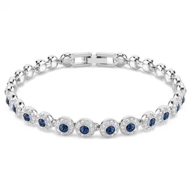 Swarovski Una Angelic Tennis Armband Rundschliff, Blau, Rhodiniert